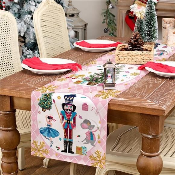 Nutcracker Table Runner Christmas Decor Holiday Decoration Decorative Cloth 72" - Picture 6 of 15